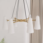Modern Chandelier Ceiling Light LED Pendant with Clear Glass Shades