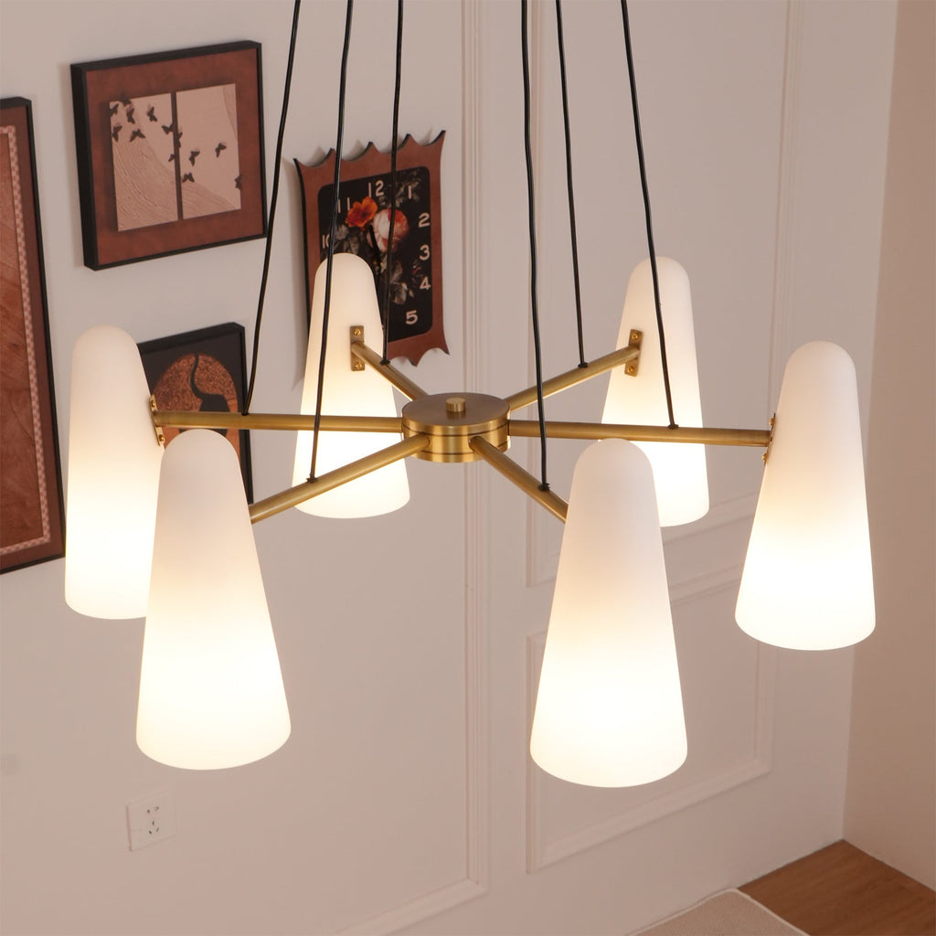 Modern Chandelier Ceiling Light LED Pendant with Clear Glass Shades