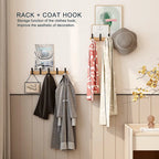 Wall Mounted Coat Rack Entryway Adjustable Dual Hooks Black Wood - Image 4