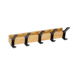 Wall Mounted Coat Rack Entryway Adjustable Dual Hooks Black Wood - Image 5