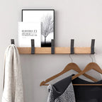 Wall Mounted Coat Rack Entryway Adjustable Dual Hooks Black Wood - Image 3
