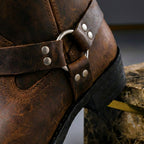Vintage Leather Mens Western Harness Boots - Image 3