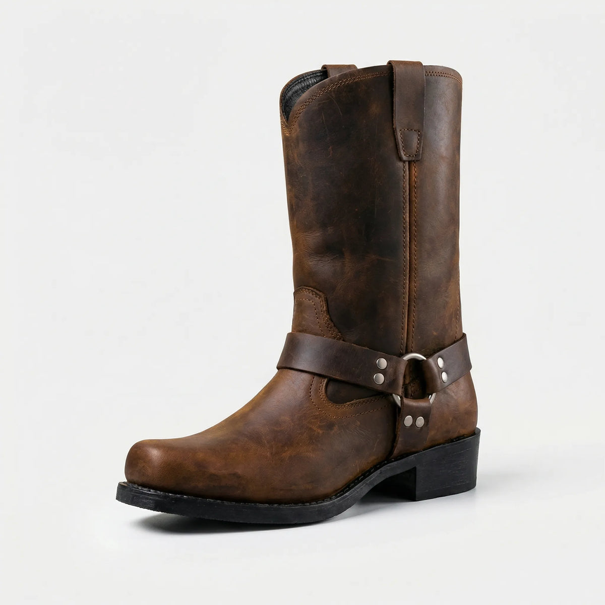 Vintage Leather Mens Western Harness Boots - Image 5