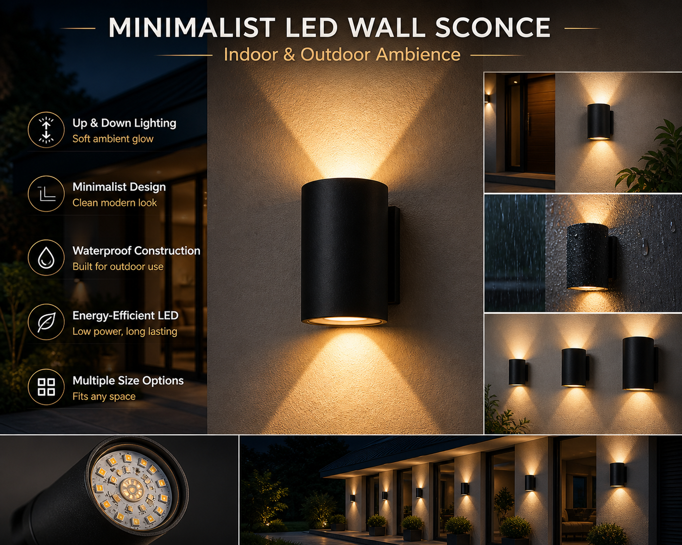 Outdoor Wall Light Modern LED Waterproof Minimalist Up Down Sconce - Image 4