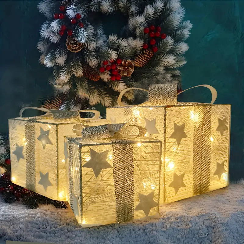 NordiGlow: 3er Set LED Geschenkboxen – Leuchtende Weihnachtsdeko für Innen & Außen - Image 2