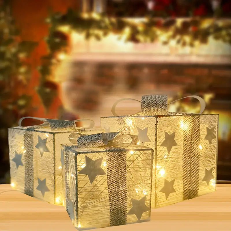 NordiGlow: 3er Set LED Geschenkboxen – Leuchtende Weihnachtsdeko für Innen & Außen - Image 3