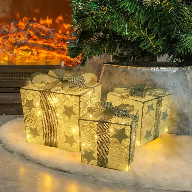 NordiGlow: 3er Set LED Geschenkboxen – Leuchtende Weihnachtsdeko für Innen & Außen - Image 6