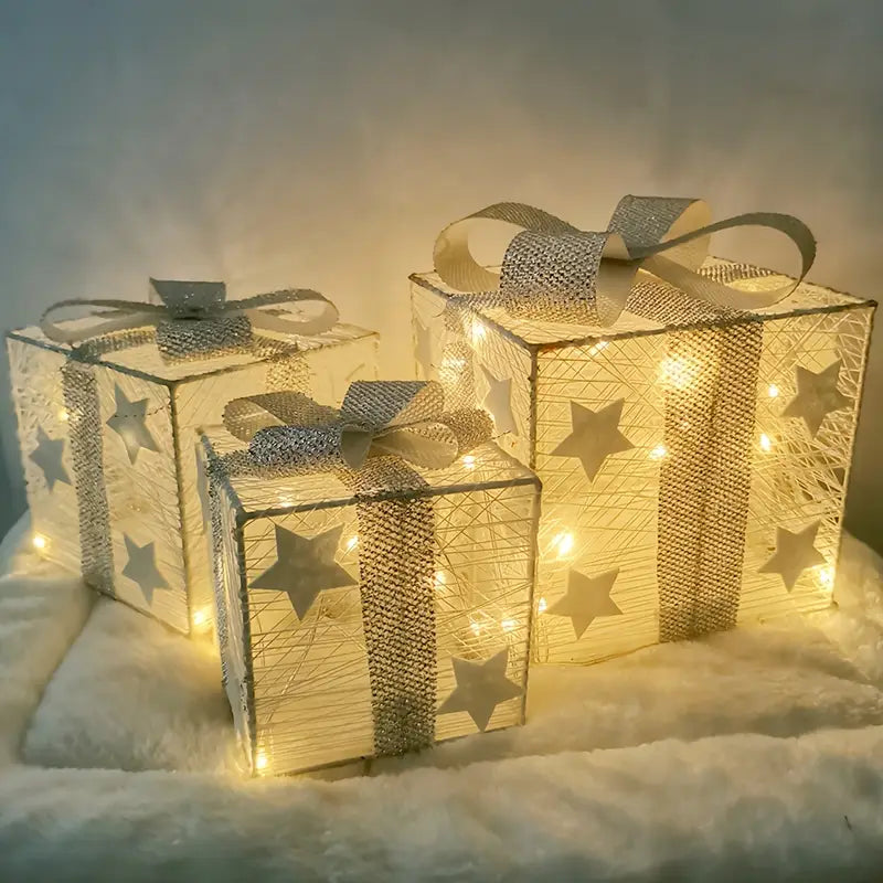 NordiGlow: 3er Set LED Geschenkboxen – Leuchtende Weihnachtsdeko für Innen & Außen - Image 8