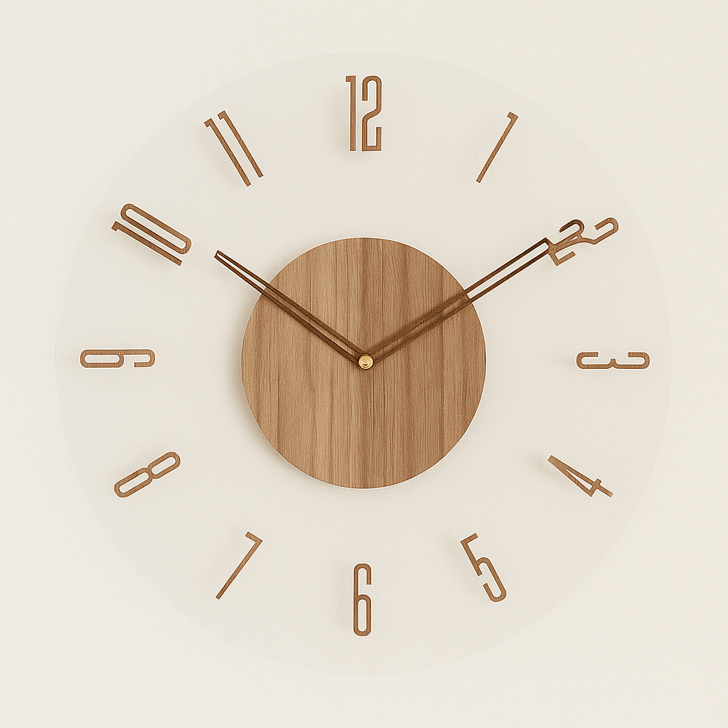 NordicClock: Minimalistische Wanduhr aus Naturholz mit leisem Quarzmechanismus – für Büro & Wohnbereich - Image 2