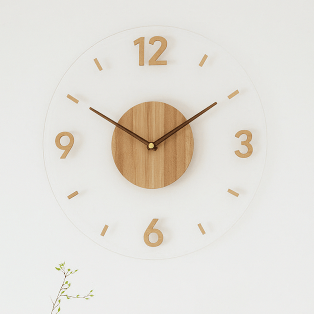 NordicClock: Minimalistische Wanduhr aus Naturholz mit leisem Quarzmechanismus – für Büro & Wohnbereich - Image 3