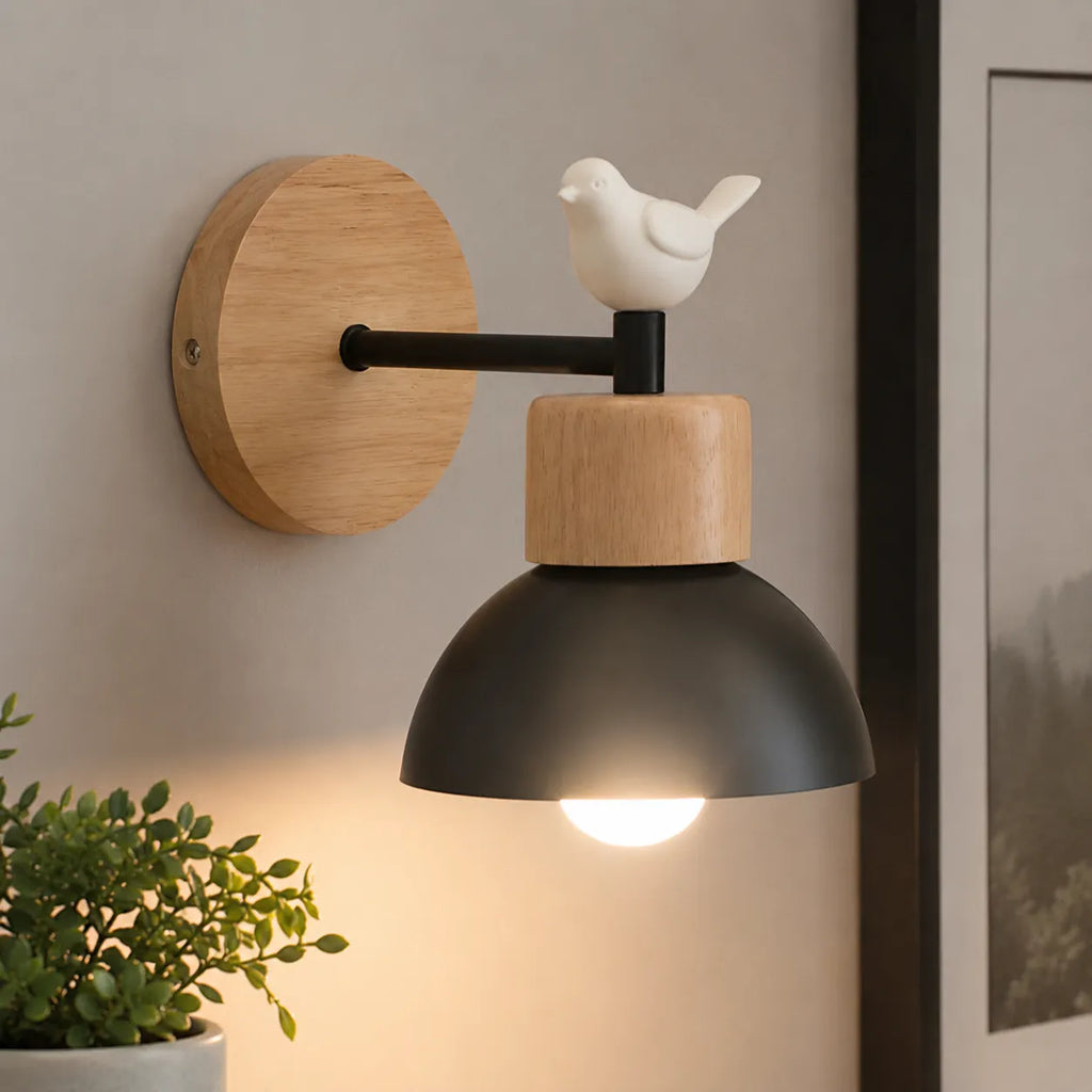 Nordic Wood Iron Wall Sconce