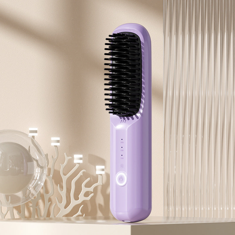 Cordless Hair Straightener Brush Portable Negative Ion Ceramic Hot Comb