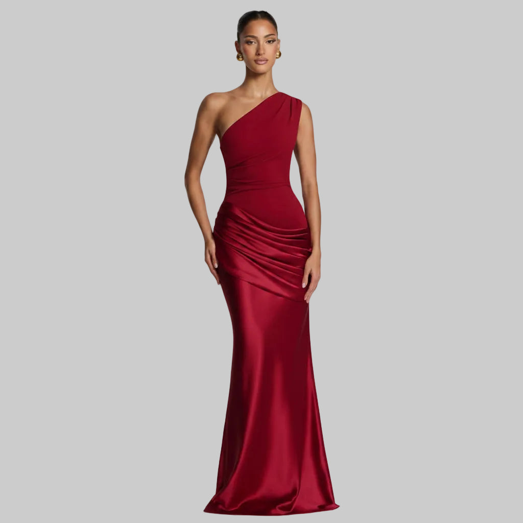 Satin Maxi Dress Long Sleeve Bodycon Mermaid Evening Gown