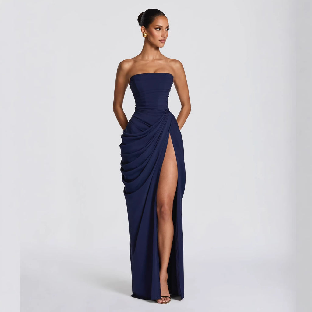 Women's Maxi Dress Long Sleeve Bodycon Ruched Party Evening Gown - Image 4