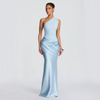 Satin Maxi Dress Long Sleeve Bodycon Mermaid Evening Gown - Image 2