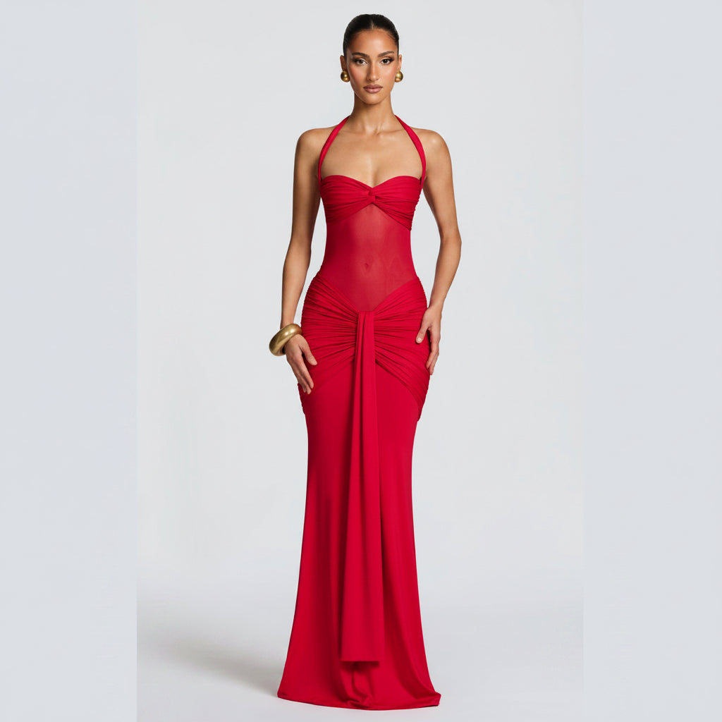 Mesh Fishtail Dress Bodycon Maxi Sleeveless Bodycon Slip Long Party Dress