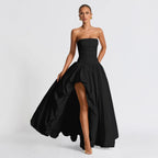 Strapless Ruched Maxi Dress Bodycon Solid Color Summer Party - Image 4