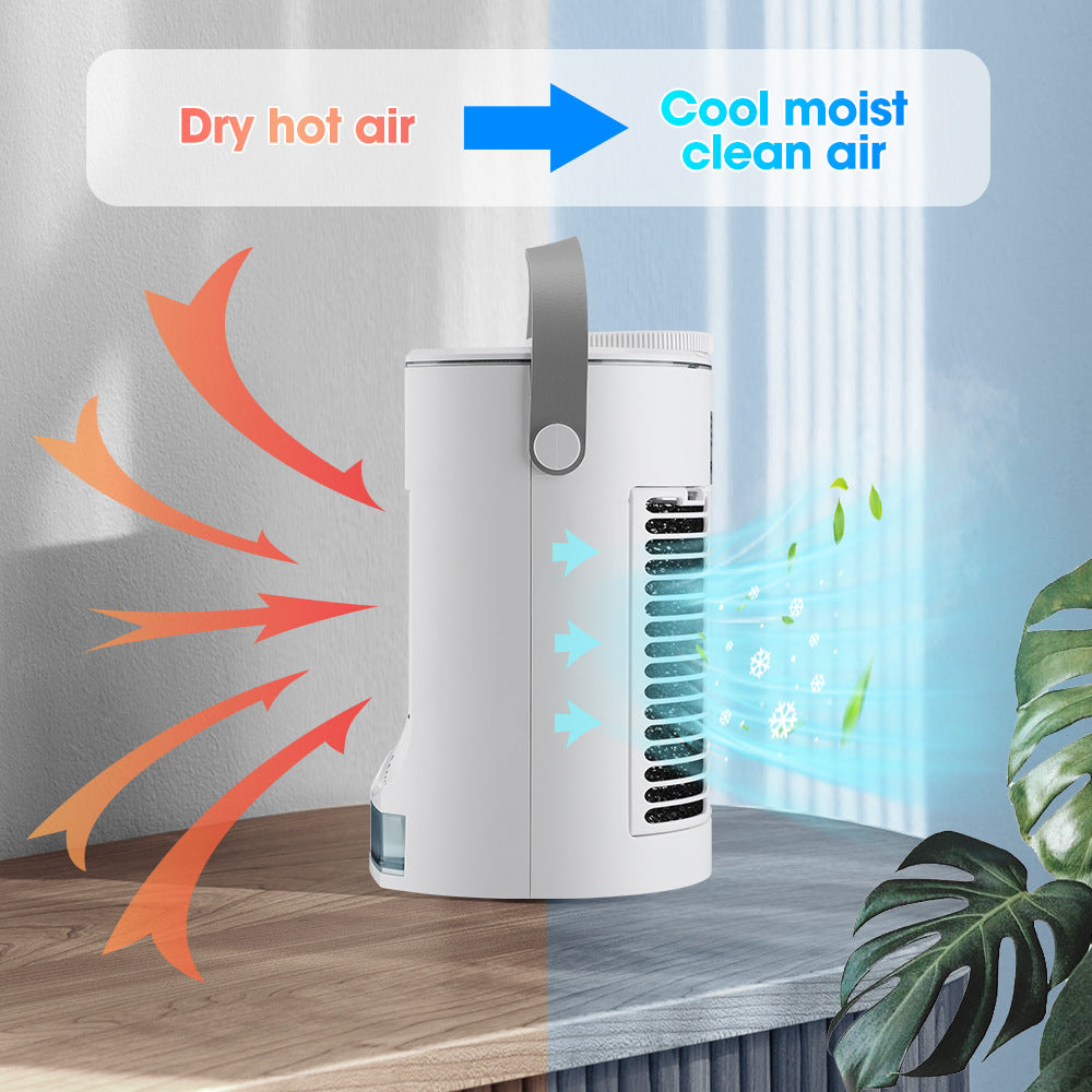 Portable Air Cooler USB Desk Fan Mist Humidifier Personal Bladeless - Image 4