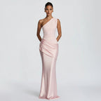 Satin Maxi Dress Long Sleeve Bodycon Mermaid Evening Gown