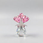 Crystal Rose Figurine Eternal Glass Flower Vase Gift Her