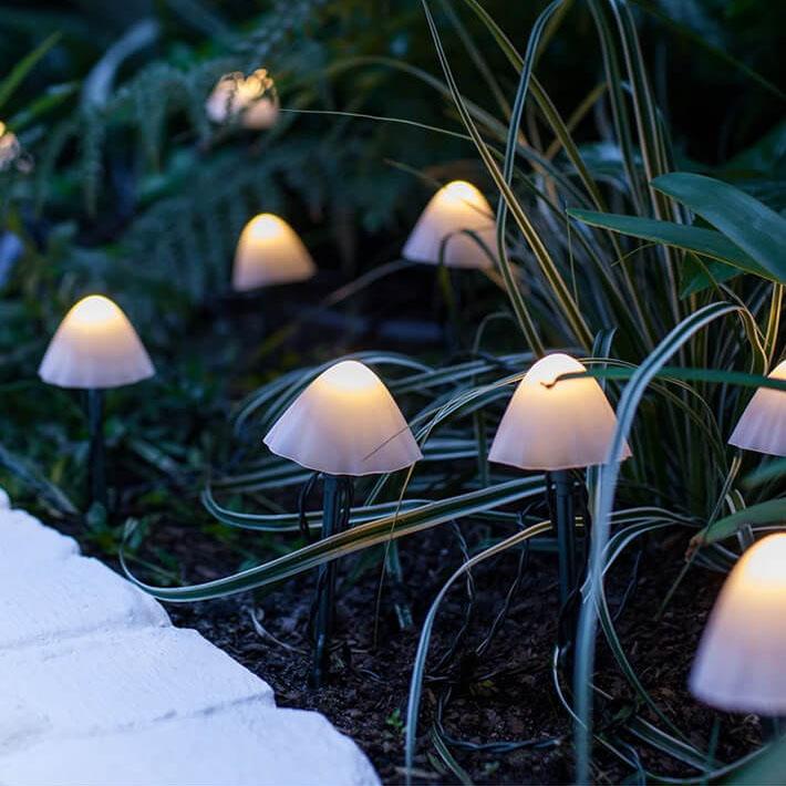 Solar LED Mushroom String Outdoor Lights for Garden Patio Pathway