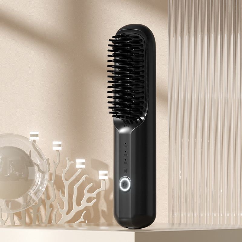 Cordless Hair Straightener Brush Portable Negative Ion Ceramic Hot Comb