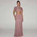 Women's Bodycon Maxi Dress Ruched Cut Out Sexy Party Long Dress