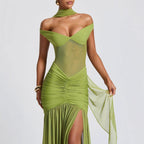 Off Shoulder Mermaid Dress Bodycon Formal Evening Gown Summer Party Maxi - Image 5