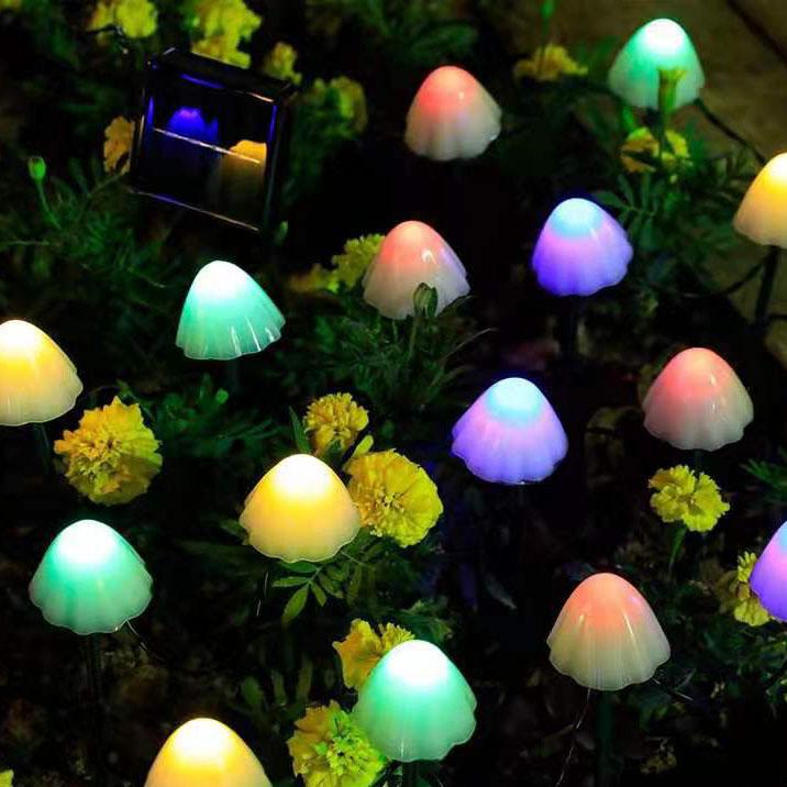 Solar LED Mushroom String Outdoor Lights for Garden Patio Pathway