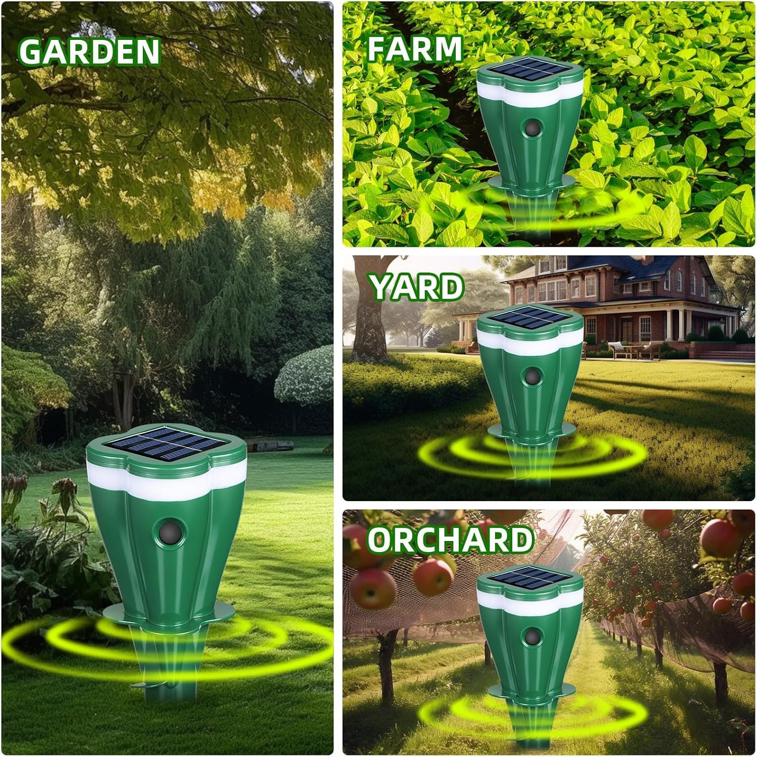 Solar Mole Repellent Stakes Waterproof Sonic Vole Gopher Deterrent Yard