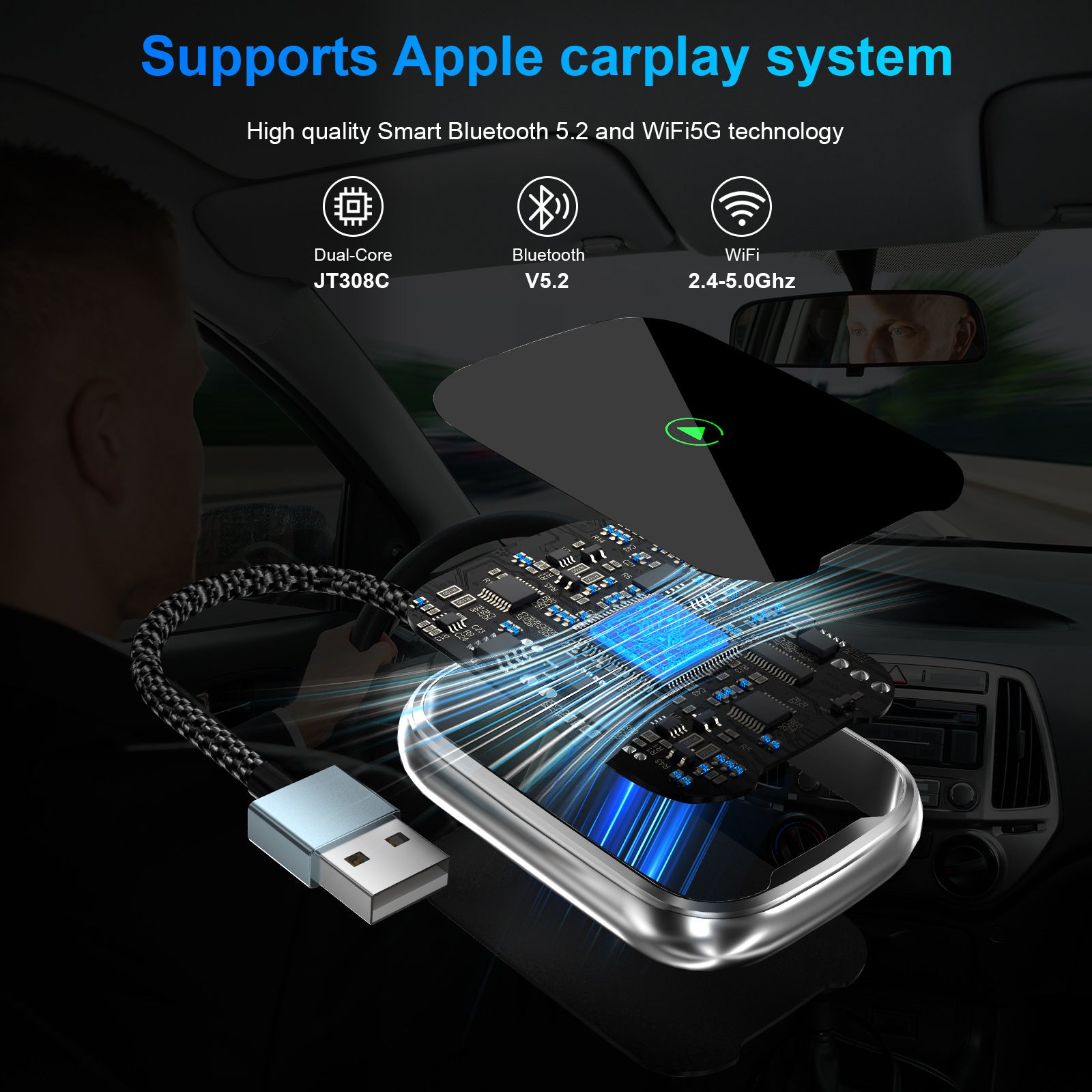 Wireless CarPlay Adapter 2 in 1 Android Auto Dongle Wired to Wireless Converter - Image 2