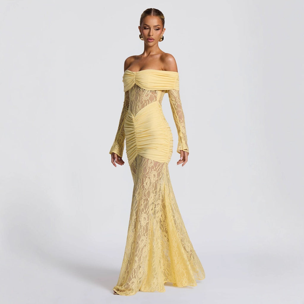 Halter Lace Maxi Dress Backless Sleeveless Bodycon Evening Gown - Image 2