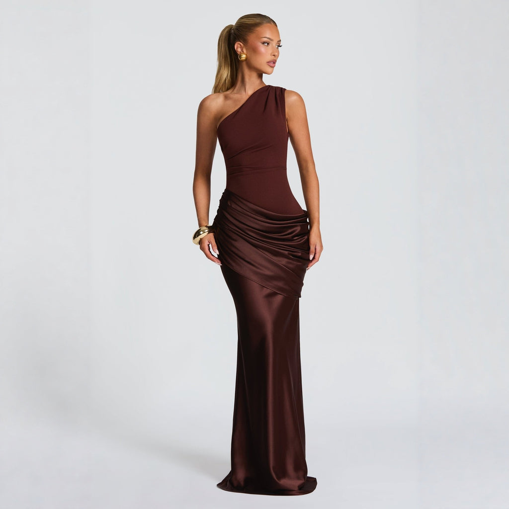 Satin Maxi Dress Long Sleeve Bodycon Mermaid Evening Gown - Image 3