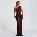 Satin Maxi Dress Long Sleeve Bodycon Mermaid Evening Gown - Image 3