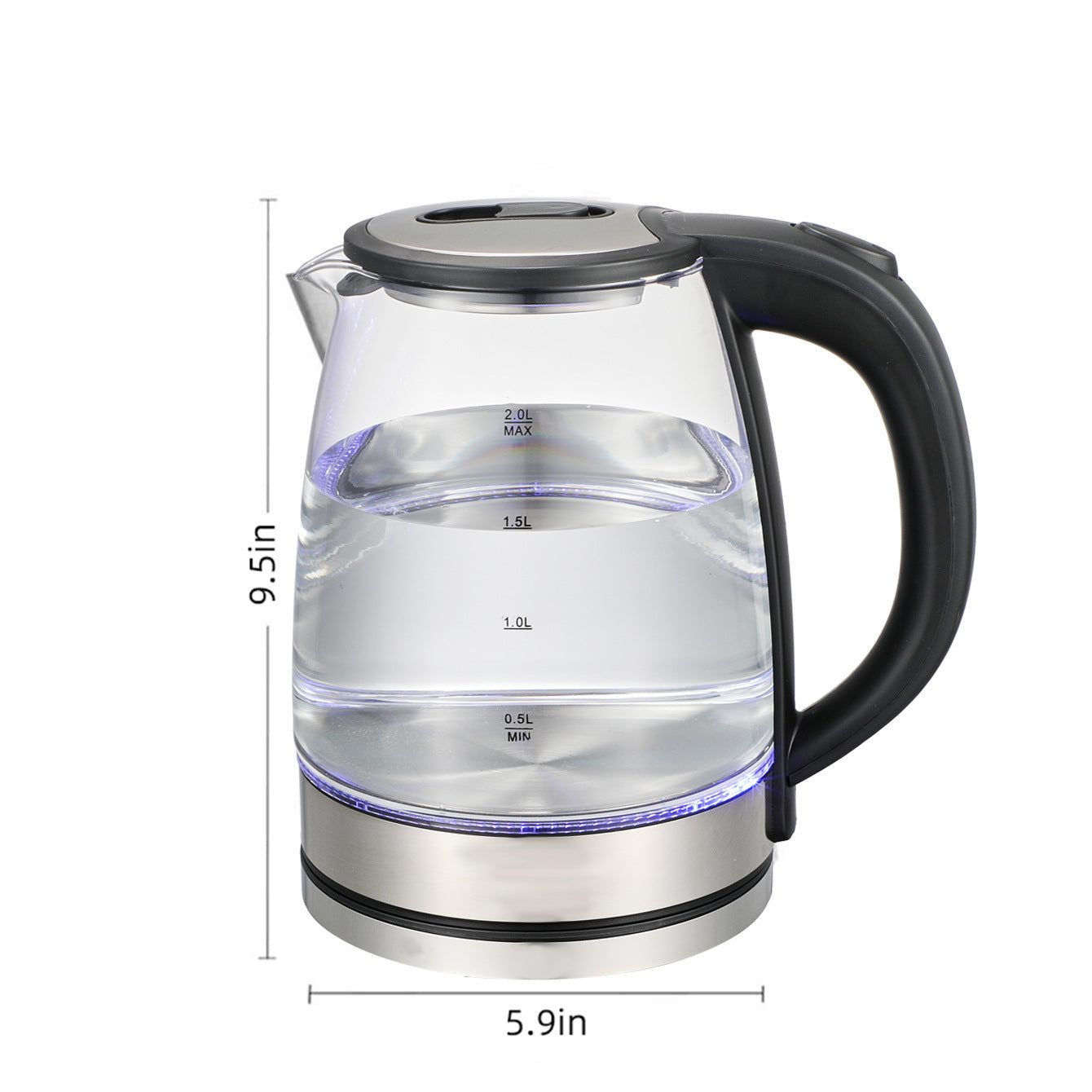 2.0L Electric Glass Kettle with LED Illumination