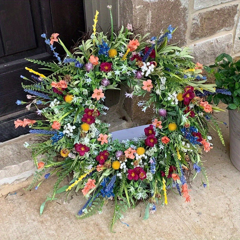 Decorative Floral Wreath Texas Wildflower Design for Front Door
