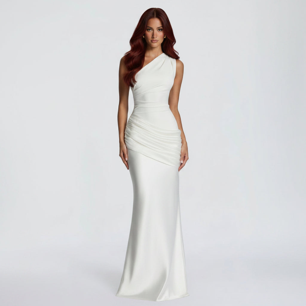 Satin Maxi Dress Long Sleeve Bodycon Mermaid Evening Gown - Image 7