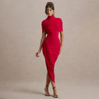 Ruched Bodycon Dress Backless Strapless Mini Club Dress - Image 4