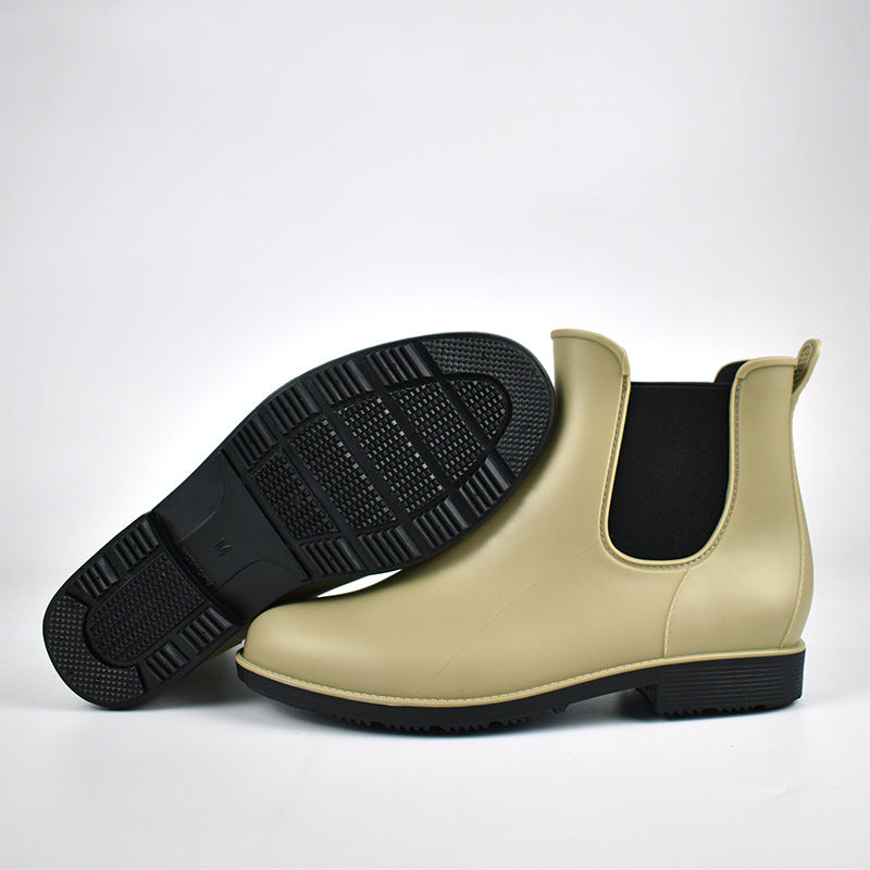 Women's Chelsea Rain Boots Waterproof Slip-On Ankle Booties Non-Slip - Image 8