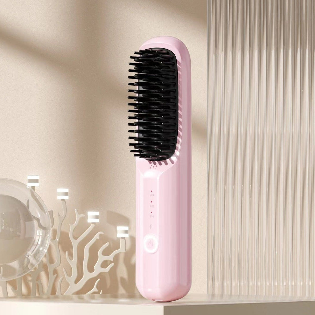 Cordless Hair Straightener Brush Portable Negative Ion Ceramic Hot Comb
