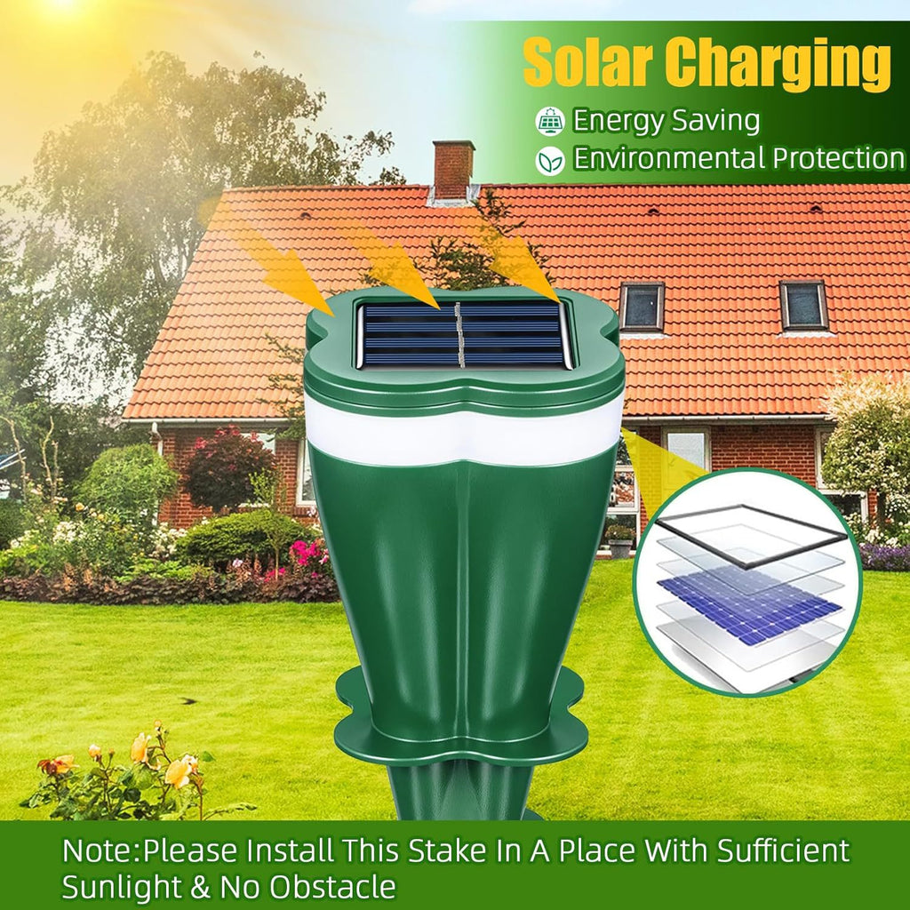 Solar Mole Repellent Stakes Waterproof Sonic Vole Gopher Deterrent Yard