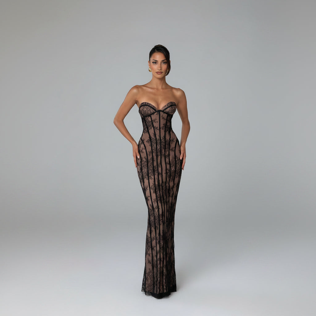 Long Sleeve Bodycon Maxi Dress Mermaid Wedding Guest Evening Gown