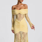 Halter Lace Maxi Dress Backless Sleeveless Bodycon Evening Gown - Image 3