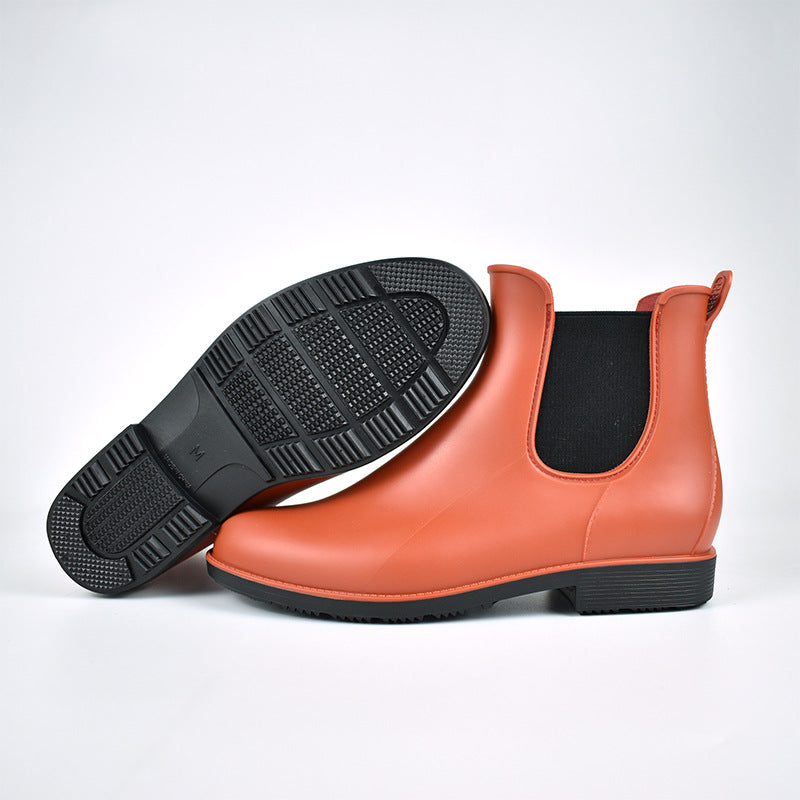 Women's Chelsea Rain Boots Waterproof Slip-On Ankle Booties Non-Slip - Image 9