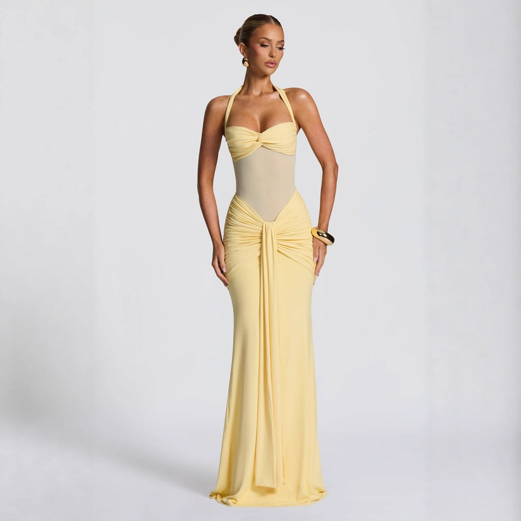 Mesh Fishtail Dress Bodycon Maxi Sleeveless Bodycon Slip Long Party Dress