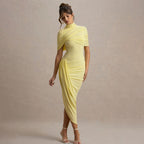 Ruched Bodycon Dress Backless Strapless Mini Club Dress