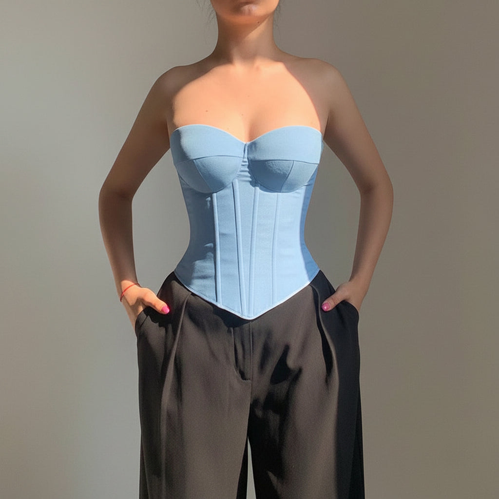 Corset Top Strapless Bustier Boned Bodycon Going Out Crop Top