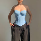 Corset Top Strapless Bustier Boned Bodycon Going Out Crop Top