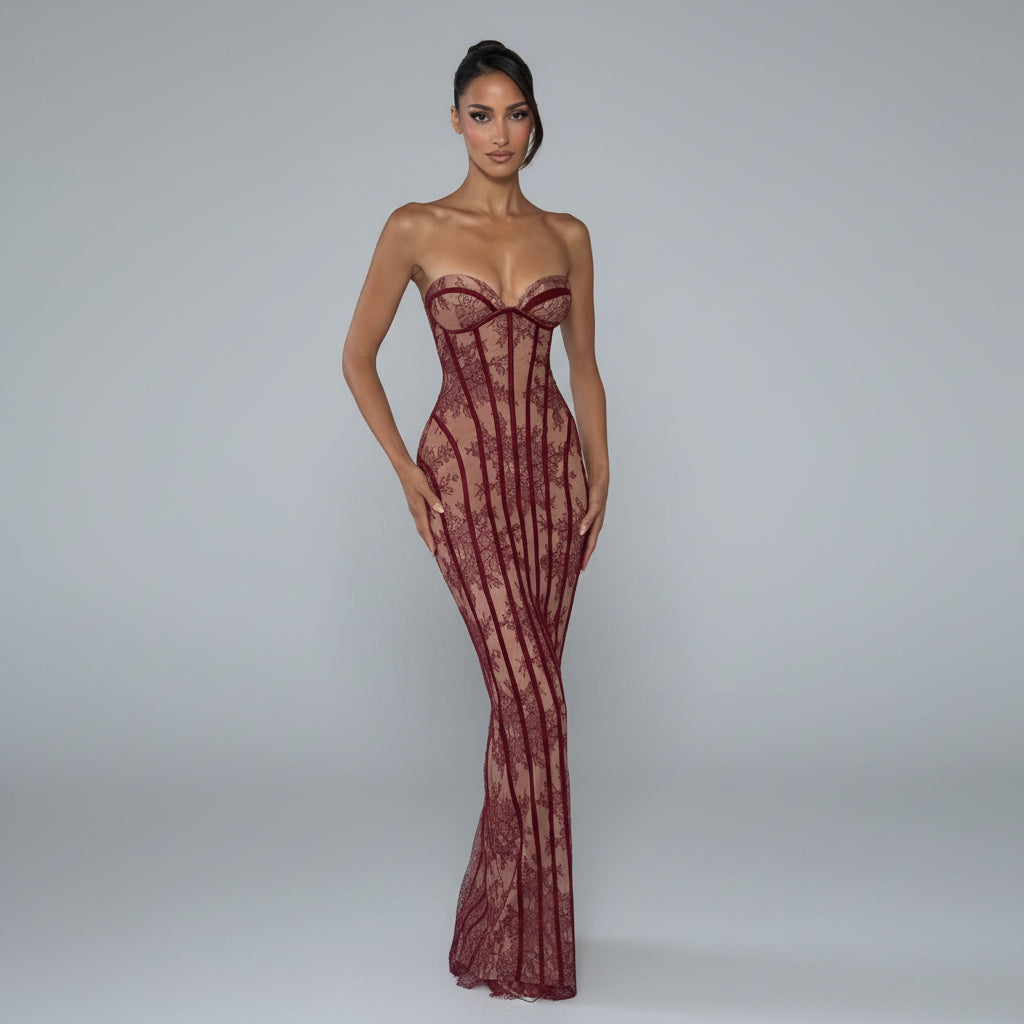 Long Sleeve Bodycon Maxi Dress Mermaid Wedding Guest Evening Gown