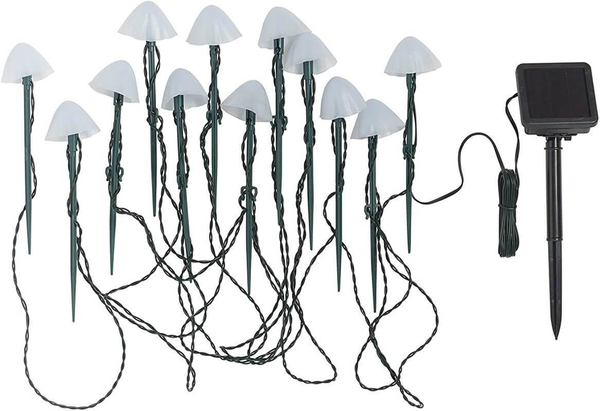 Solar LED Mushroom String Outdoor Lights for Garden Patio Pathway